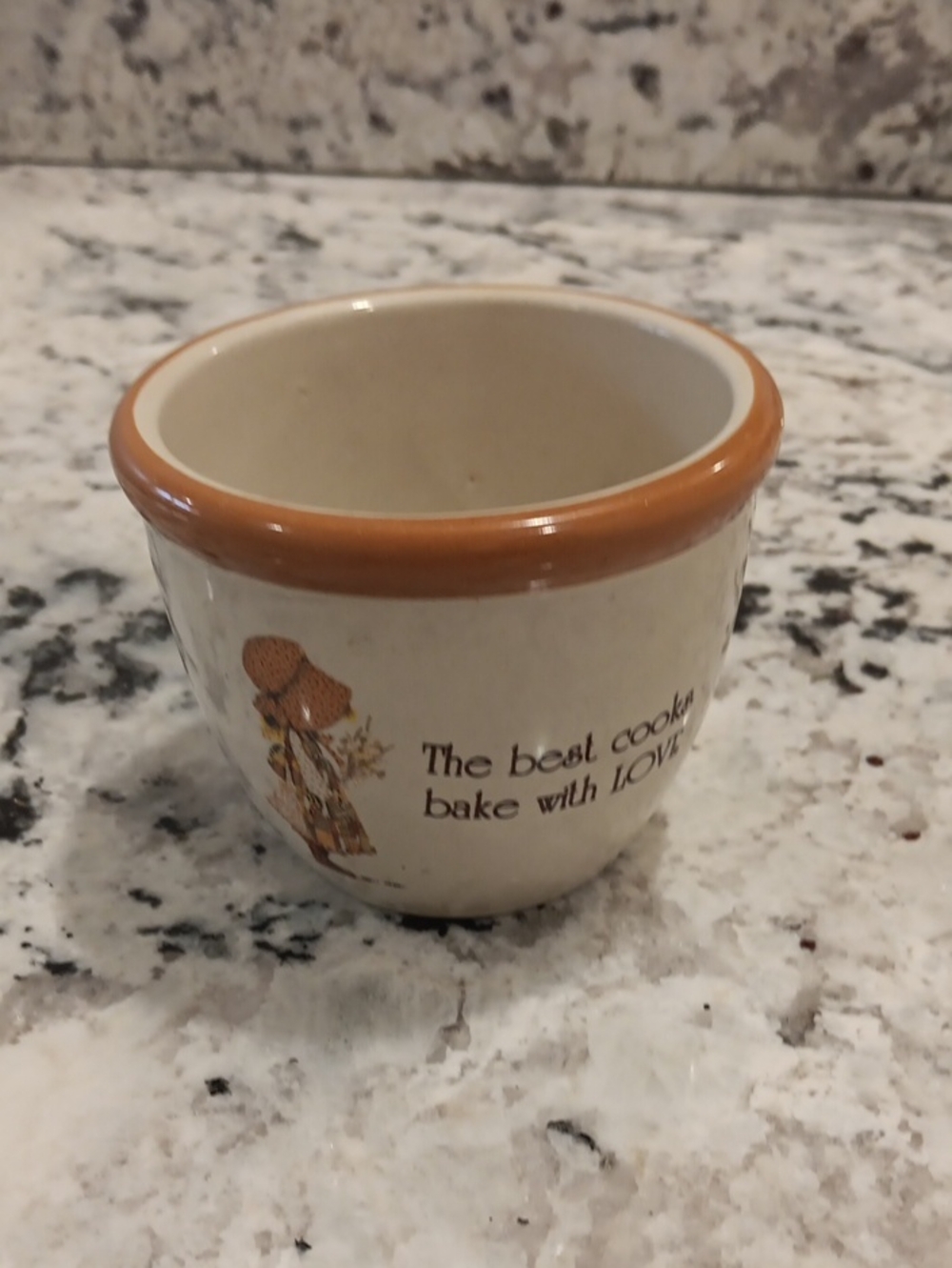Holly Hobbie Cream Ceramic Bowl with Brown Rim